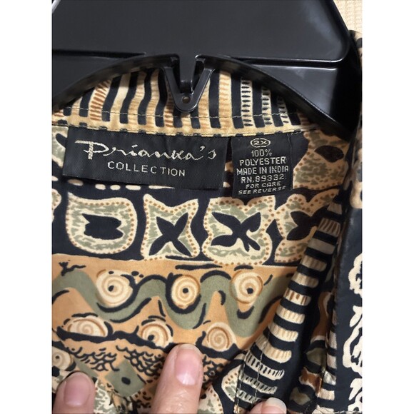 Prianka’s Womens Button Front Top Shirt 2X Multicolor Animal Print Short Sleeve - Picture 3 of 7